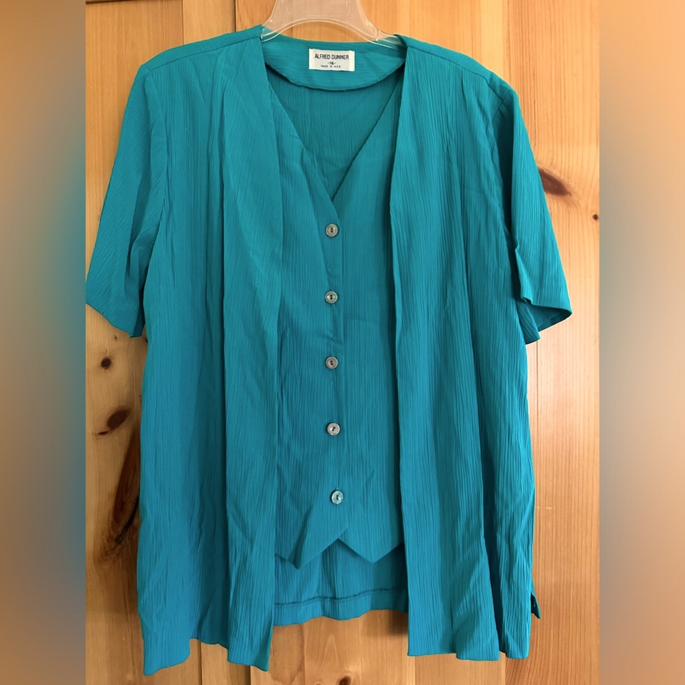 Alfred Dunner Womens Shirt Teal Green size 14